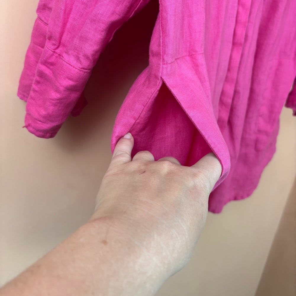 Susan Bristol Women’s Pink 100% Linen Blouse XL Beach Lagenlook - Picture 10 of 13